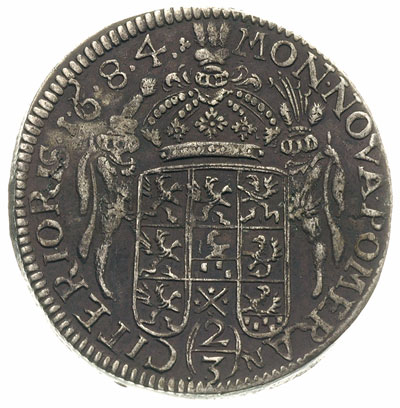 2/3 talara (gulden) 1684, Szczecin, Ahlström 101, Dav. 765, patyna