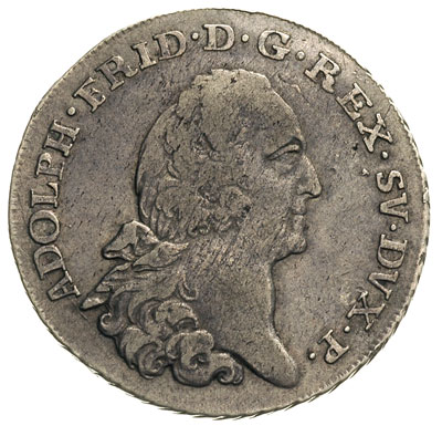 2/3 talara (gulden) 1763, Stralsund, odmiana napisu DEM, Ahlström 240.a, Dav. 772, patyna