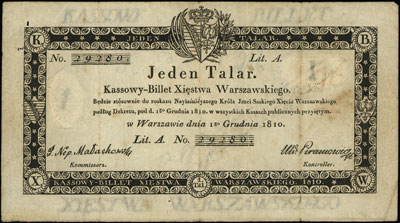 1 talar 1.12.1810, podpis J. Nep. Małachowski, s