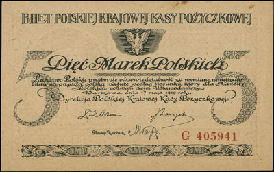 5 marek polskich 17.05.1919, seria G, Miłczak 20b, Lucow 328 (R2)