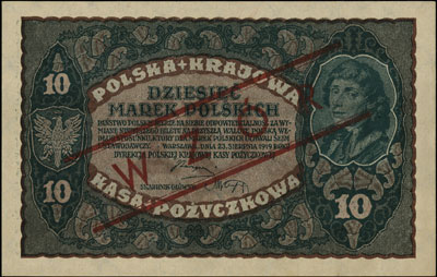 10 marek polskich 23.08.1919, WZÓR, II seria DE, Miłczak 25c, Lucow 364 (R4)