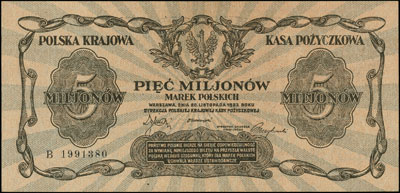 5.000.000 marek polskich 20.11.1923, seria B, Miłczak 38, Lucow 456 (R5), rzadkie