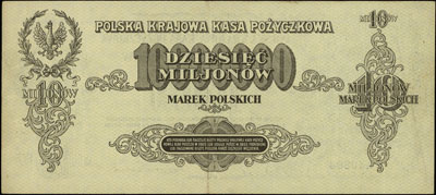 10.000.000 marek polskich 20.11.1923, seria W, Miłczak 39a, Lucow 458 (R5)- nie notuje tej serii, rzadkie nawet w tym stanie zachowania