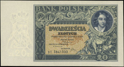 20 złotych 20.06.1931, seria DT., Miłczak 72c, Lucow 666 (R0), piękne