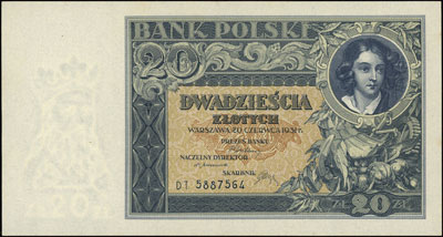 20 złotych 20.06.1931, seria DT., Miłczak 72c, L