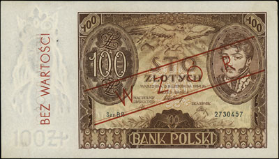 100 złotych 9.11.1934, WZÓR, seria BP., Miłczak 74a, Lucow 674 (R4)
