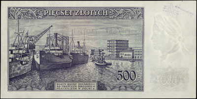 500 złotych 15.08.1939, seria A 000000, jaśniejszy odcień druku, znak wodny z banknotu 100 złotowego, adnotacja piórem w lewym górnym rogu, Miłczak -, Lucow - nie notuje, ekstremalnie rzadki