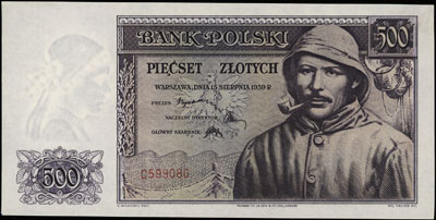 500 złotych 15.08.1939, seria C, Miłczak 86a, Lu