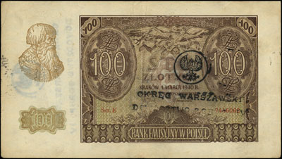100 złotych 1.03.1940, seria E, z obustronnym na