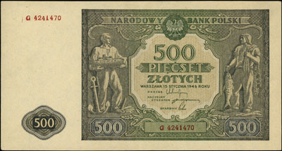500 złotych 15.01.1946, seria G, Miłczak 121a, L