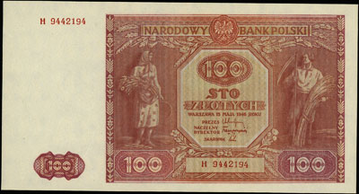 100 złotych 15.05.1946, seria H, Miłczak 129a, L