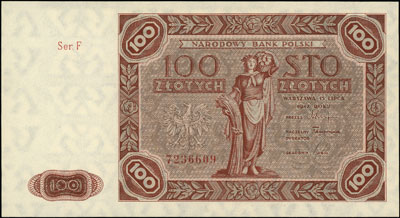 100 złotych 15.07.1947, seria F, Miłczak 131b, Lucow 1222a (R4), wyśmienite