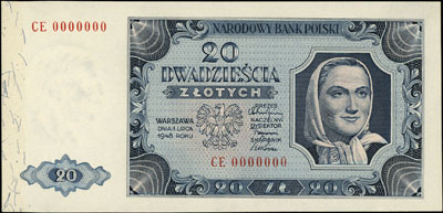 20 złotych 1.07.1948, seria CE 0000000, bez nadr
