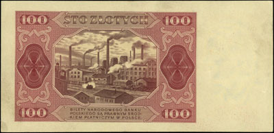 100 złotych 1.07.1948, seria GC, odmiana \bez ramki\" wokół nominału w środku pola