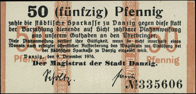 Gdańsk, 10 i 50 fenigów 9.12.1916, Podczaski WD-