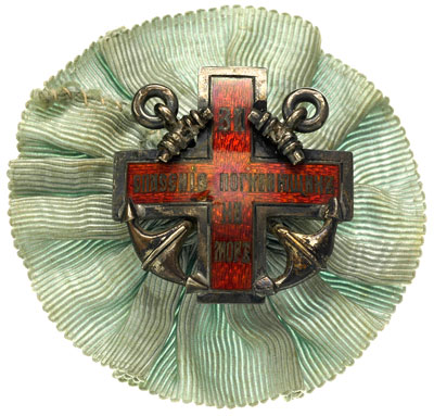 odznaka \Za Ratowanie Ginących na Morzu, odznaka dwuczęściowa w kształcie krzyża greckiego z dwiema kotwicami