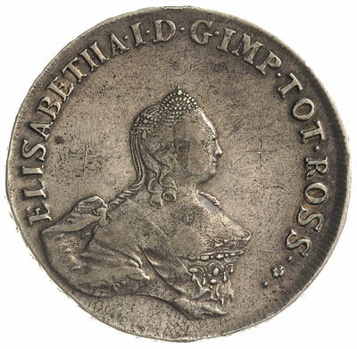 1 rubel = 96 kopiejek 1757, Krasny Dwor, srebro 25.53 g, Diakov 605 (R2), Jusupov 1, Bitkin 627 (R), bardzo rzadkie, patyna