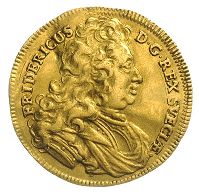 dukat 1724, Sztokholm, złoto 3.43 g, AAH 7 (R), gięty, rzadki nawet w tym stanie zachowania