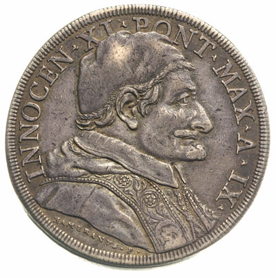 piastra 1684 (Anno IX), srebro 31.91 g, Dav. 4094, Berman 2084- wariant, patyna