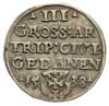 trojak 1538, Gdańsk, na awersie końcówka napisu PRVSS, po słowie TRIP 3 kropki, Iger G.38.1.g (R1),