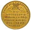 dwudukat koronacyjny 1697, Drezno, Aw: Król na koniu, Rw: Napisy, złoto 6.94 g, Kahnt 243, moneta ..