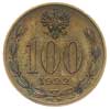 100 (marek) 1922, Józef Piłsudski, mosiądz 6.33 g, Parchimowicz P-166.c, nakład 10 sztuk, pięknie ..