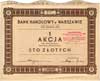 Bank Handlowy w Warszawie S.A., 1 akcja na 100 złotych 15.01.1936, XVI emisja, talon z 8 kuponami