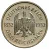 3 marki 1932 / F, Stuttgart, wybite z okazji 100. rocznicy śmierci Goethego, J. 350, wybite stempl..