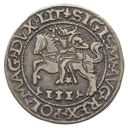 trojak 1565, Tykocin, Iger V.65.d (R5), Ivanauskas 9SA60-9, T. 15, moneta z cytatem z psalmu zwana trojakiem szyderczym, patyna, rzadki
