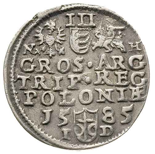 trojak 1585, Olkusz, odmiana z literami N - H na rewersie, Iger O.85.3.b (R1), delikatna patyna