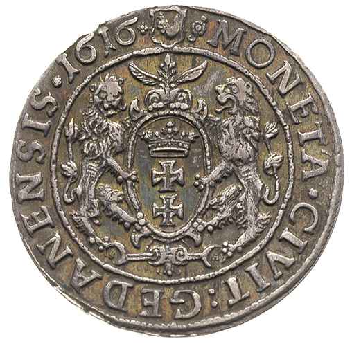 ort 1616, Gdańsk, popiersie króla z kryzą, dwukropek kończy napis na awersie, patyna