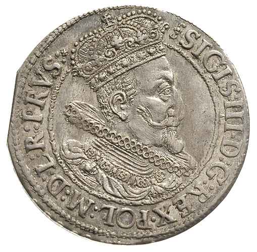 ort 1616, Gdańsk, popiersie króla z kryzą, dwukropek i rozetka kończą napis na awersie, moneta wybita z końca blachy, ale bardzo ładna