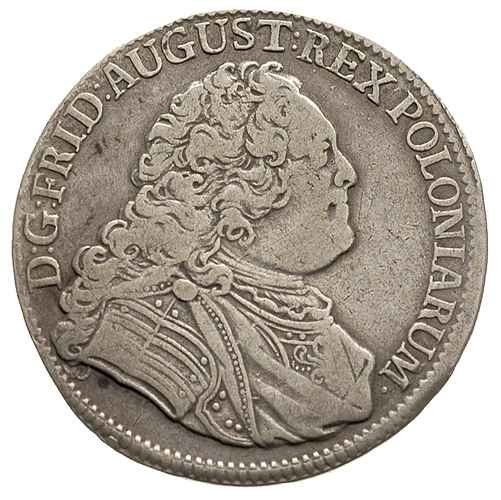 1/3 talara (1/2 guldena) 1755, Drezno, odmiana ze znakiem menniczym pod literami, Kahnt 554, patyna
