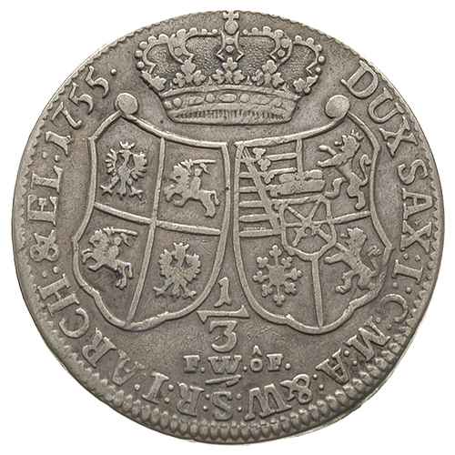 1/3 talara (1/2 guldena) 1755, Drezno, odmiana z