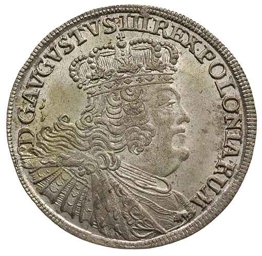 ort 1756, Lipsk, Kahnt 689 (wariant awersu c -masywne popiersie i szeroka korona, małe literki E - C), piękny egzemplarz, patyna