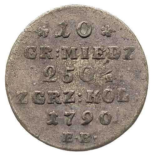 10 groszy miedzianych, 1790, Warszawa, Plage 235, patyna