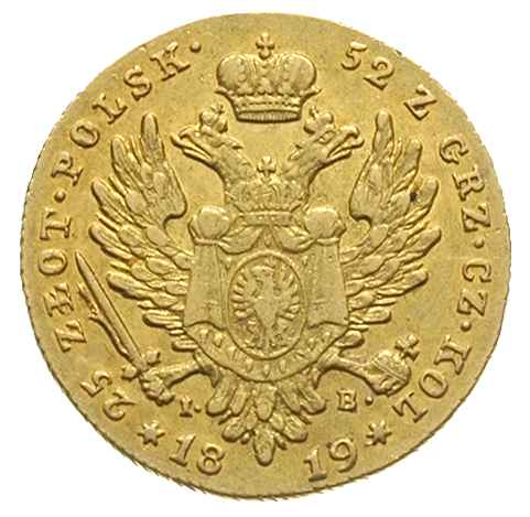 25 złotych 1819, Warszawa. złoto 4.89 g, Plage 1