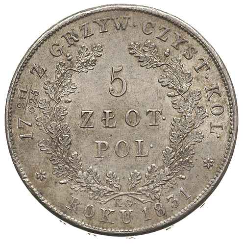 5 złotych 1831, Warszawa, Plage 272, rzadko spot