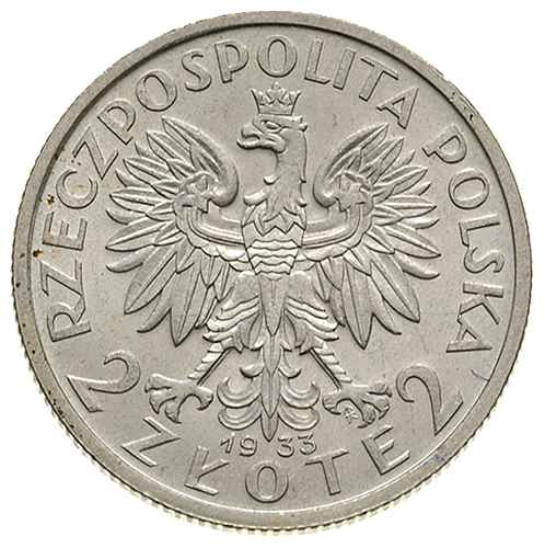 2 złote 1933, Warszawa, Głowa kobiety, Parchimowicz 110.b, piękny egzemplarz