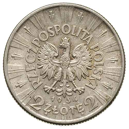 2 złote 1934, Warszawa, Józef Piłsudski, Parchimowicz 111.a, bardzo ładny egzemplarz