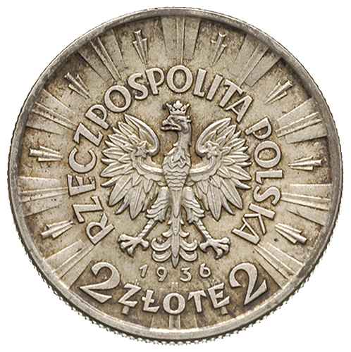 2 złote 1936, Warszawa, Józef Piłsudski, Parchimowicz 111.b, rzadki rocznik, bardzo ładny egzemplarz, patyna