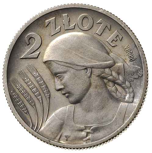 2 złote 1927, Warszawa, Głowa kobiety z kłosami,