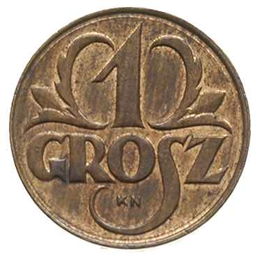 1 grosz 1923, Kings Norton, litery KN pod napisem GROSZ, brąz 1.50 g, Parchimowicz P-101.a, wybito 30 sztuk, rzadki i ładnie zachowany, patyna