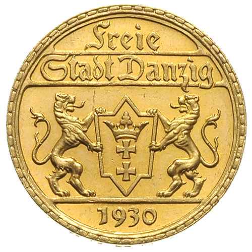 25 guldenów 1930, Berlin, Posąg Neptuna, złoto 7,99 g, Parchimowicz 71, ładny stan zachowania, rzadkie