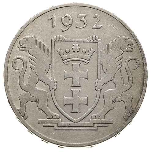 5 guldenów 1932, Berlin, Żuraw portowy, Parchimowicz 67, rzadkie i ładnie zachowane