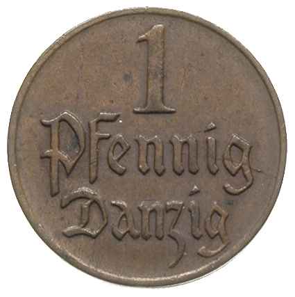 zestaw: komplet drobnych monet gdańskich 10 fenigów 1923 i 1932, 5 fenigów 1923, 1928 i 1932, 2 fenigi 1923, 1926, 1937, 1 fenig 1923, 1926, 1929, 1930 i 1937, Parchimowicz 57, 58, 55.a, 55.b, 56, 54.a, 54.b, 54.c, 53.a, 53.b, 53.c, 53.d, 53.e, łącznie 13 sztuk