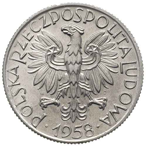 5 złotych 1958, Warszawa, rzadsza odmiana z szer
