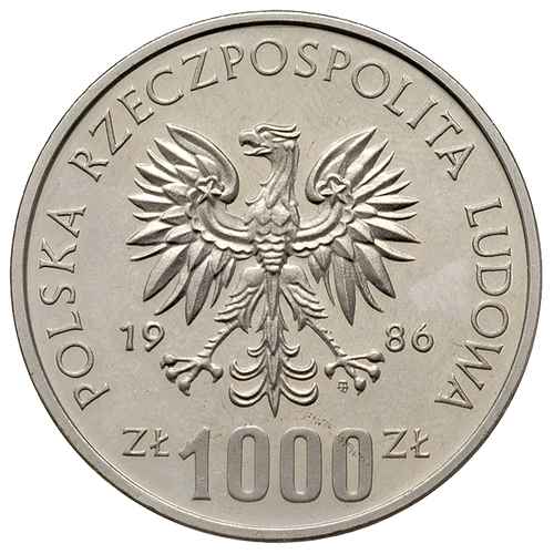 1000 złotych 1986, Warszawa, Władysław Łokietek, próba niklowa, Parchimowicz P-487.b