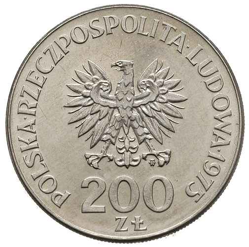 200 złotych 1975, Warszawa, XXX Rocznica Zwycięstwa nad Faszyzmem, próba niklowa, Parchimowicz P-420.a