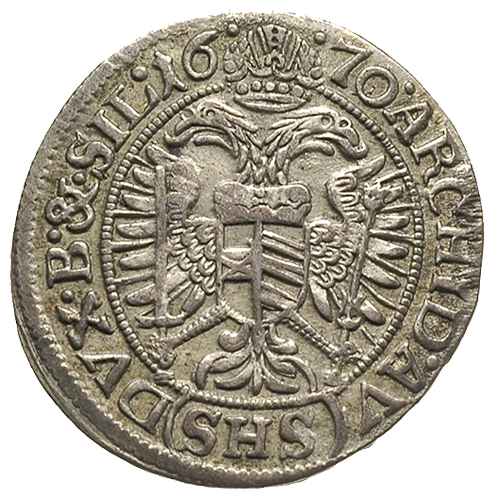 3 krajcary 1670, Wrocław, F.u.S 470, bardzo ładn